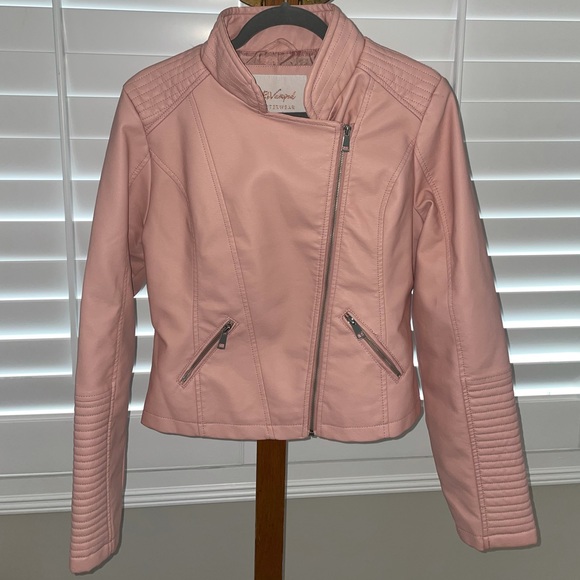 Revamped Jackets & Blazers - Revamped Faux Leather Jacket Pink